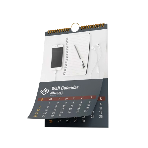 Branded wire-bound wall calendar printed by Almasi Prints in Nairobi, Kenya