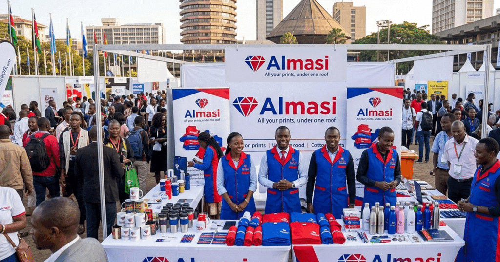 Branded corporate gift set with mug, notebook and pen customised by Almasi Prints Nairobi